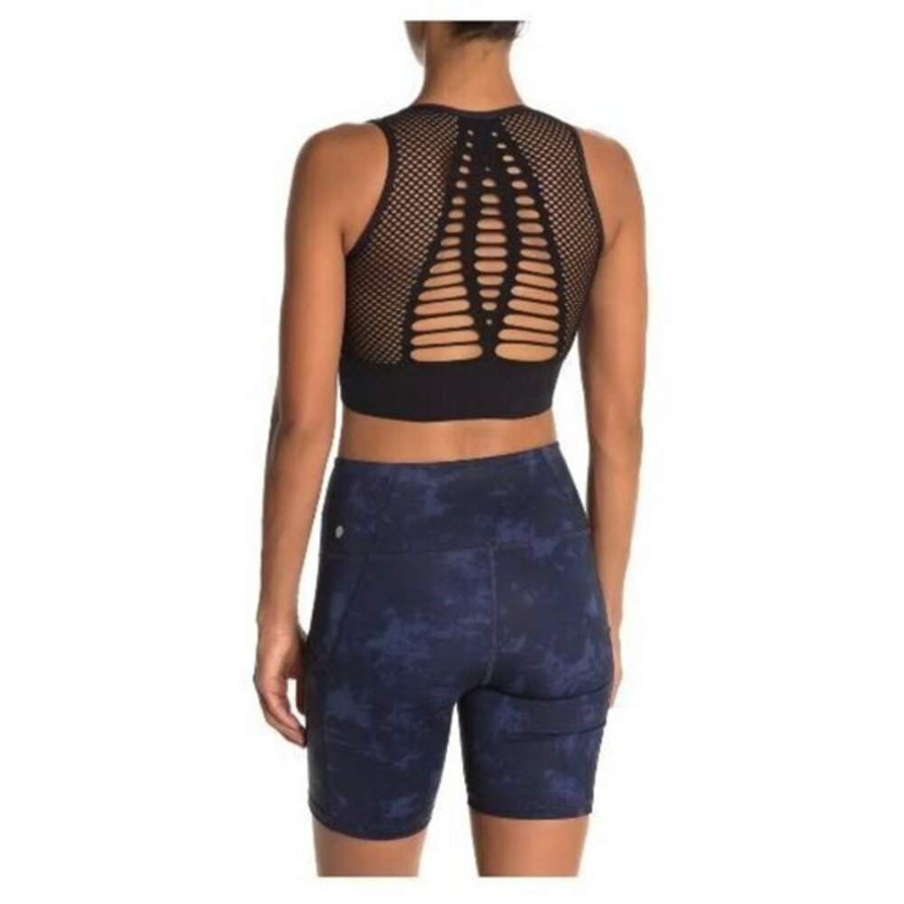 Z By Zella Black Seamless Sports Bra Scoop Neck Padded Cups Size XS NWT